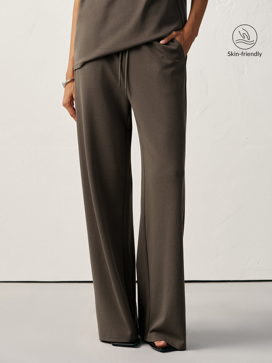 Mid-Waist Drawstring Sweatpants  Liora Lane Boutique Sweatpants Light Brown / XL 59.00