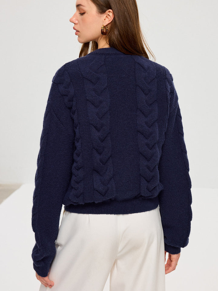 Cable Knit Rhinestone Button Cardigan  Liora Lane Boutique Cardigans