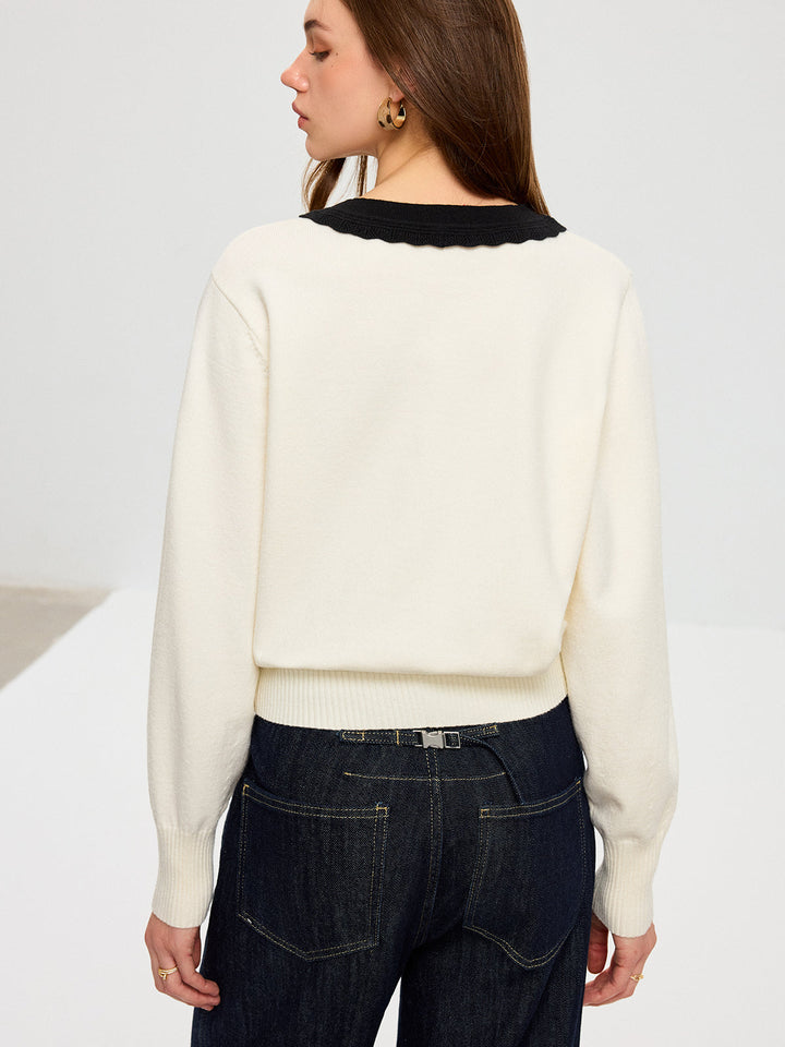 Contrast V-Neck Knit Top  Liora Lane Boutique Knit Tops