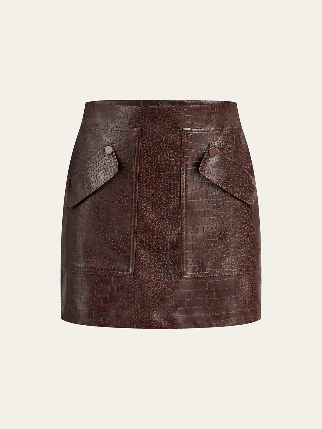 Faux Leather Crocodile-Embossed Mini Skirt  Liora Lane Boutique Skirts Dark Brown / XL 39.00