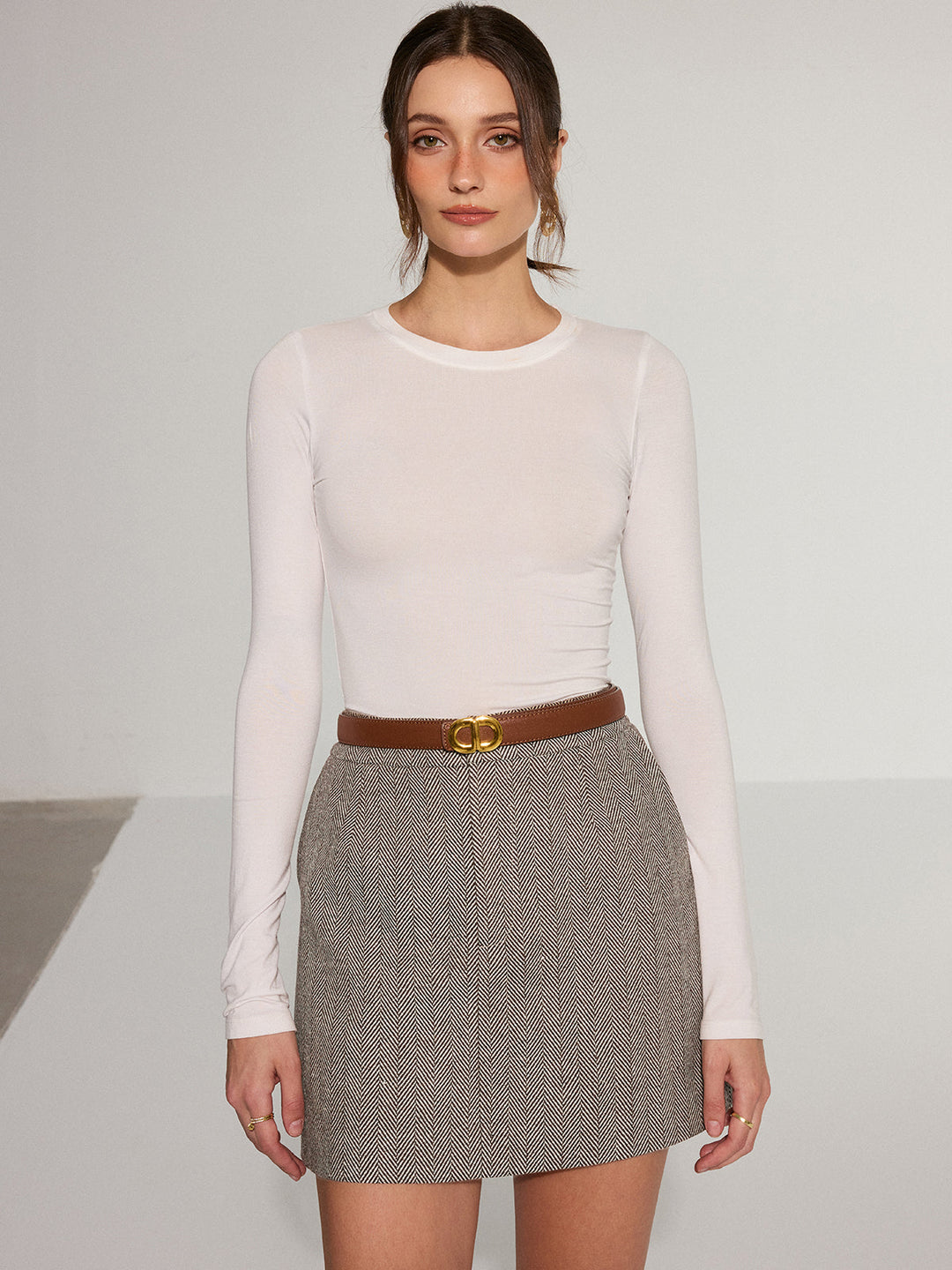 Herringbone Mini Skirt without Belt  Liora Lane Boutique Skirts