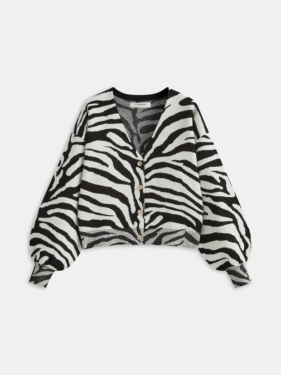 Zebra Print Puff Sleeve Cardigan  Liora Lane Boutique Cardigans BlackandWhite / XL 99.99