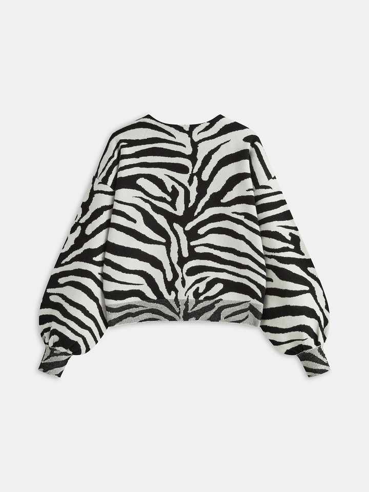 Zebra Print Puff Sleeve Cardigan  Liora Lane Boutique Cardigans