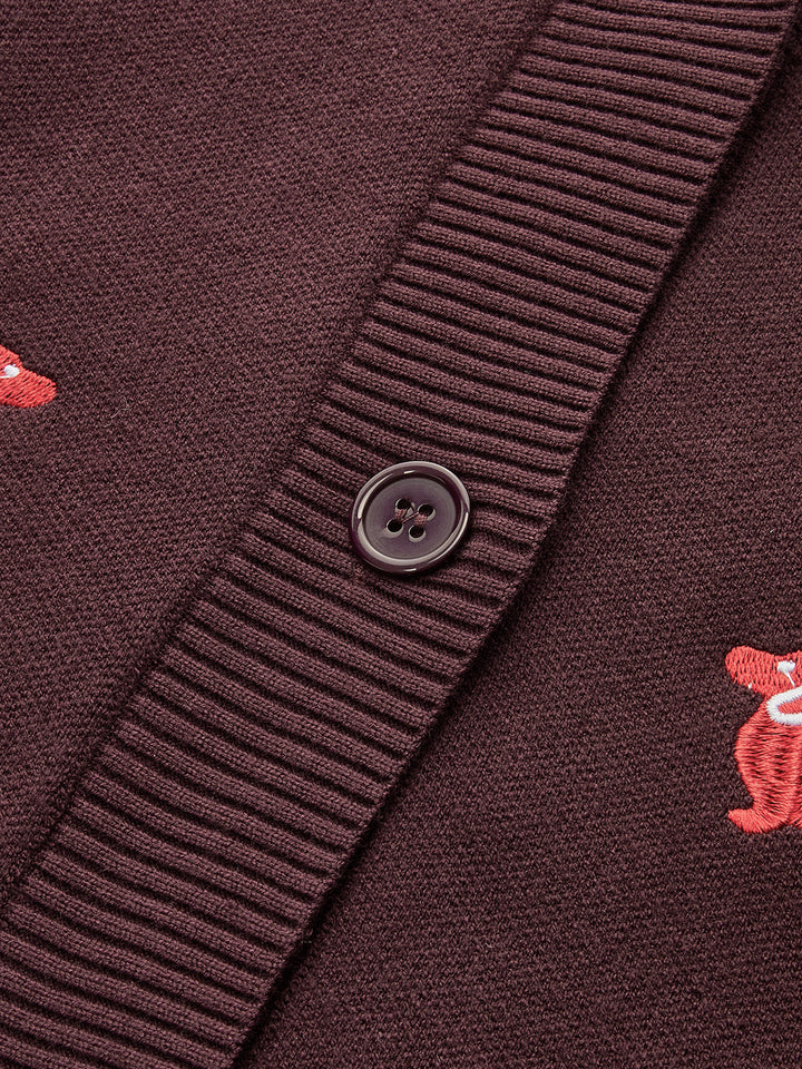 Dog Embroidered V-Neck Cardigan  Liora Lane Boutique Cardigans