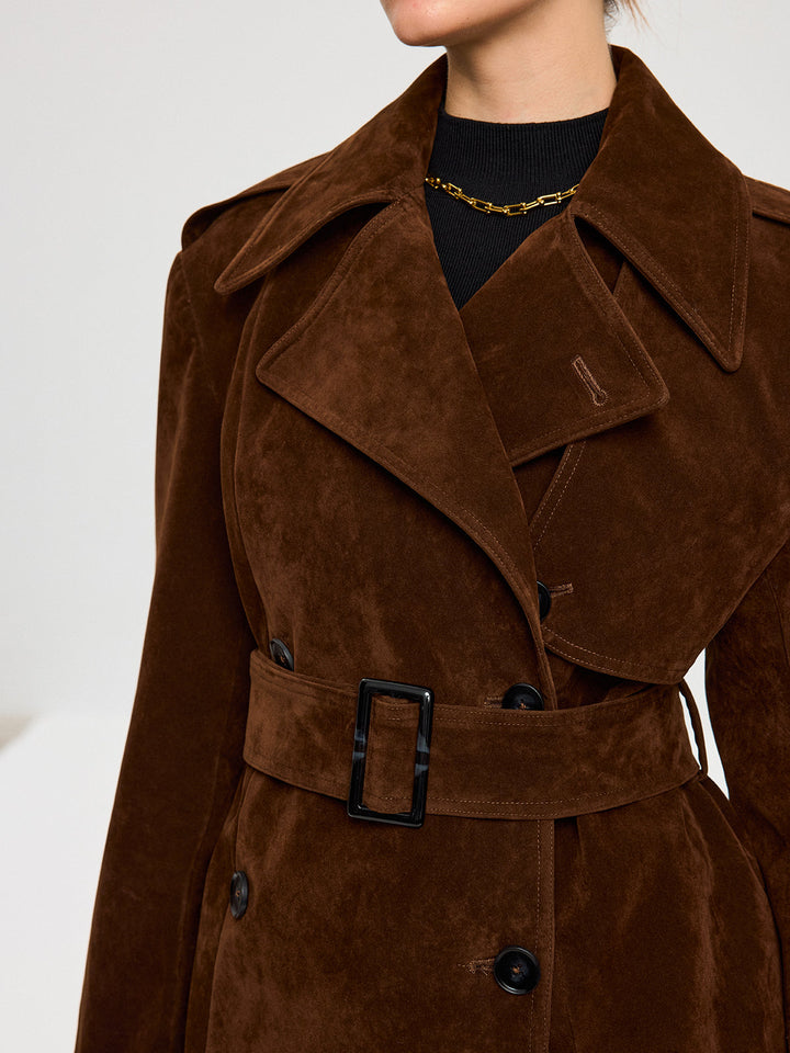 Belted Suede Trench Coat  Liora Lane Boutique Trench Coats