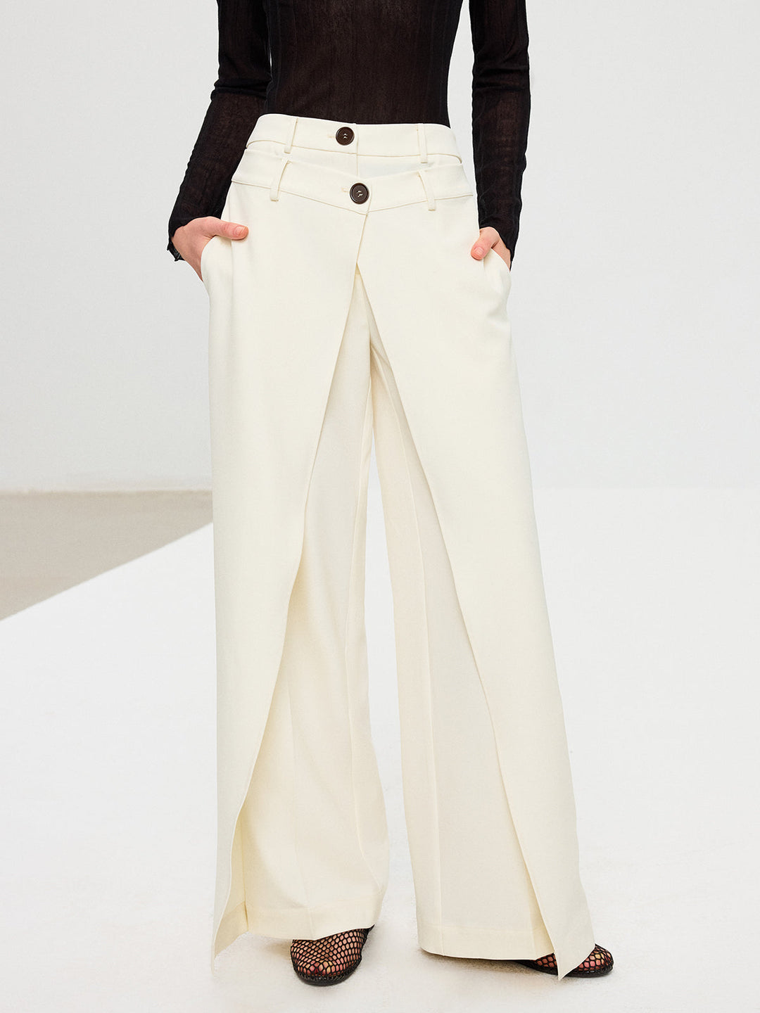 Double Waistband Layered Wide-Leg Pants  Liora Lane Boutique Pants