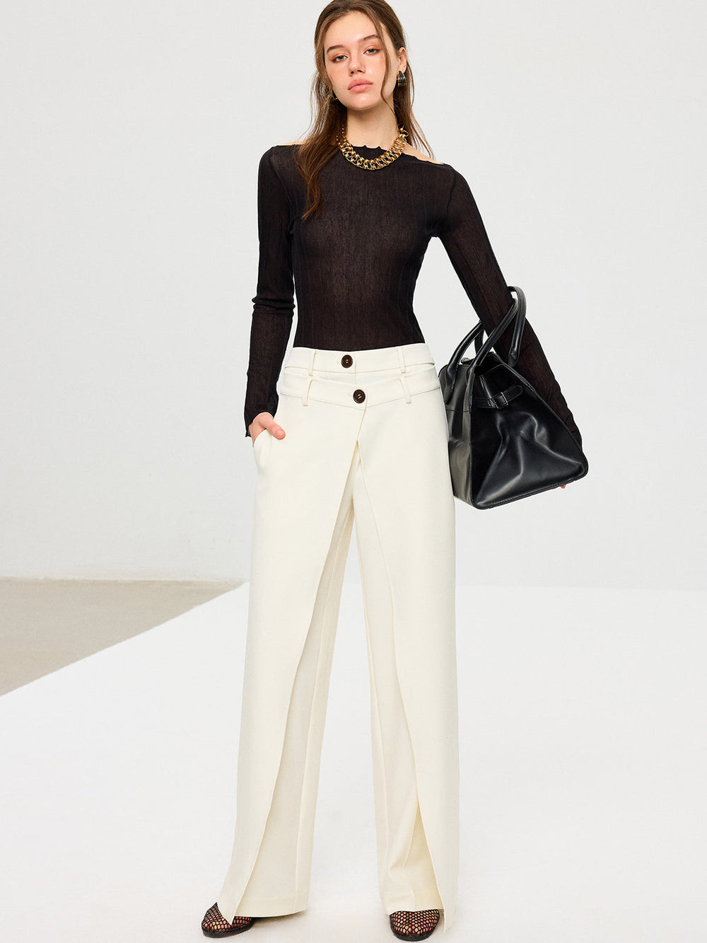 Double Waistband Layered Wide-Leg Pants  Liora Lane Boutique Pants