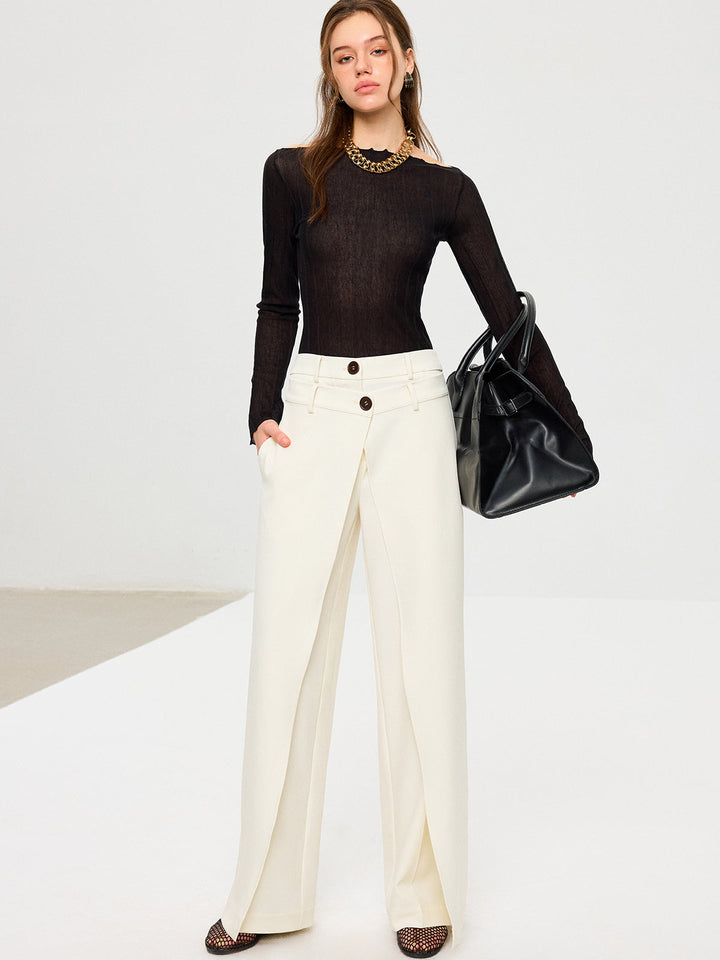 Double Waistband Layered Wide-Leg Pants  Liora Lane Boutique Pants