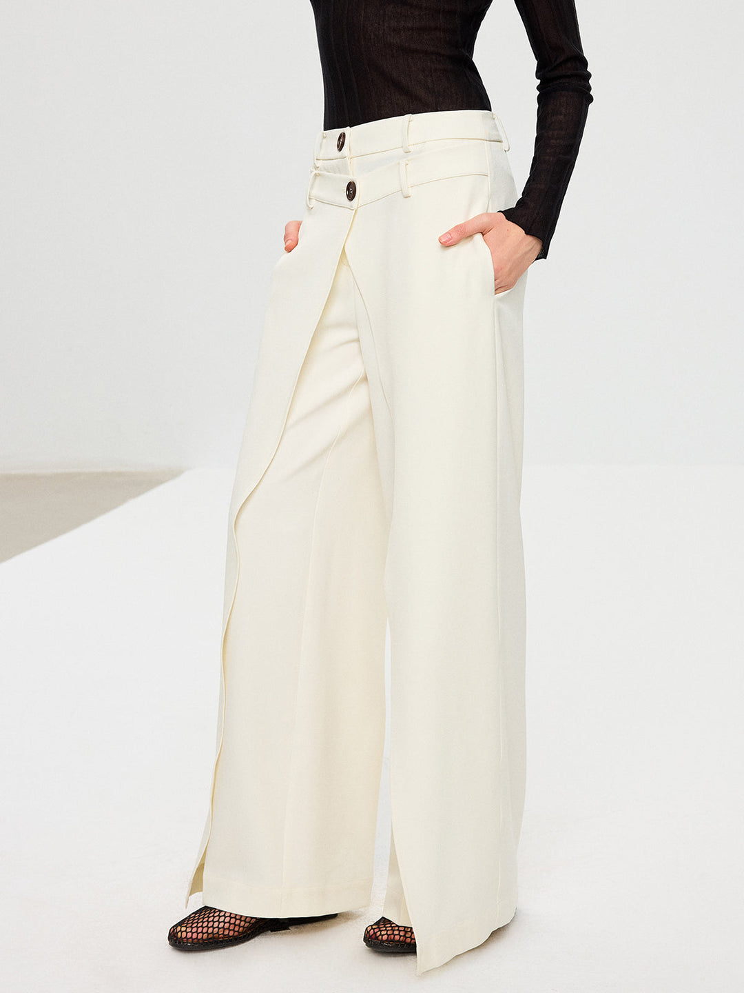 Double Waistband Layered Wide-Leg Pants  Liora Lane Boutique Pants