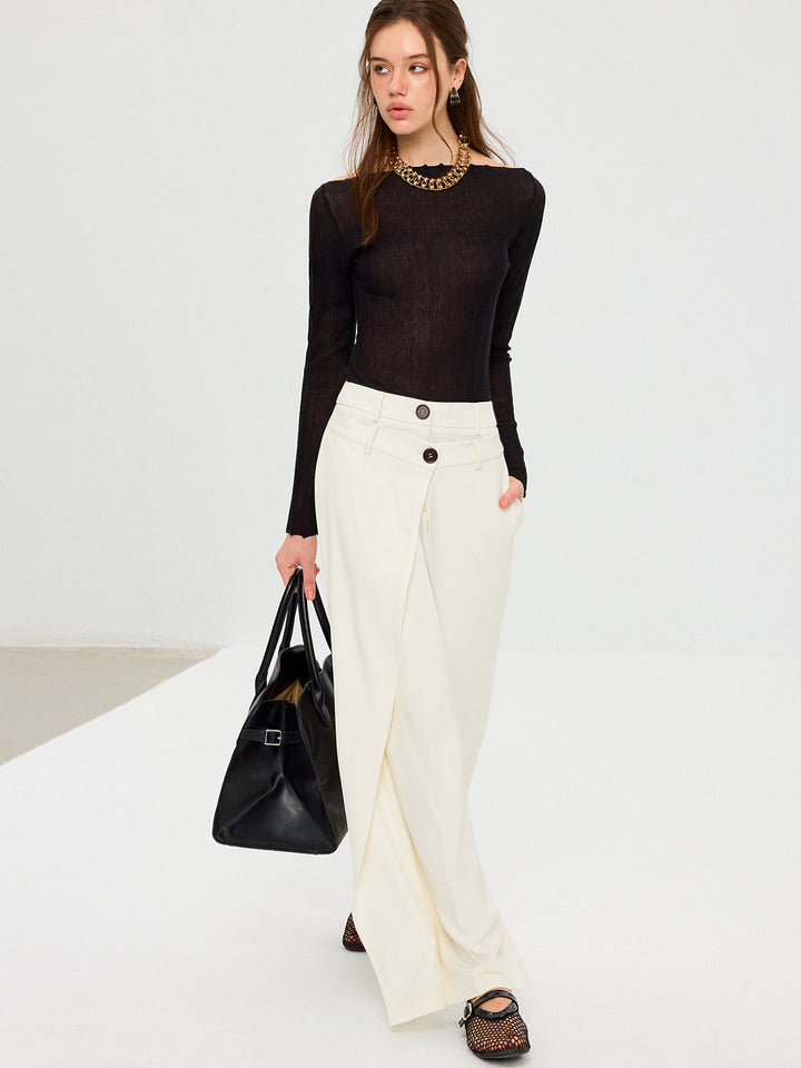 Off-Shoulder Sheer Knit Top  Liora Lane Boutique T-Shirts