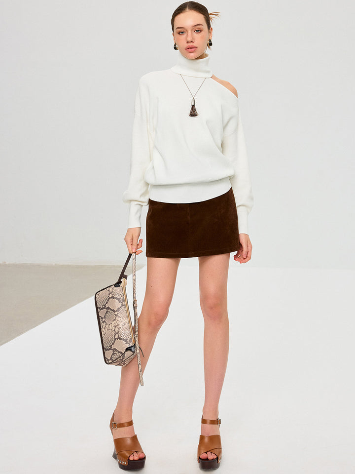 Turtleneck Cold Shoulder Wool Blend Sweater  Liora Lane Boutique Sweaters