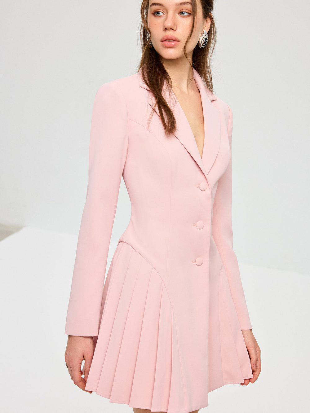 Pleated Fitted Blazer Dress  Liora Lane Boutique Dresses