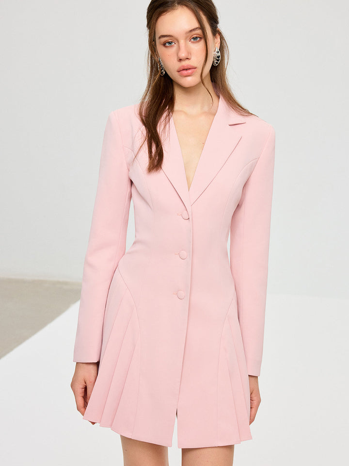 Pleated Fitted Blazer Dress  Liora Lane Boutique Dresses