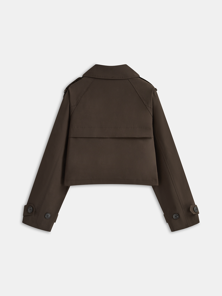 Double-Button Cropped Trench Coat  Liora Lane Boutique Trench Coats