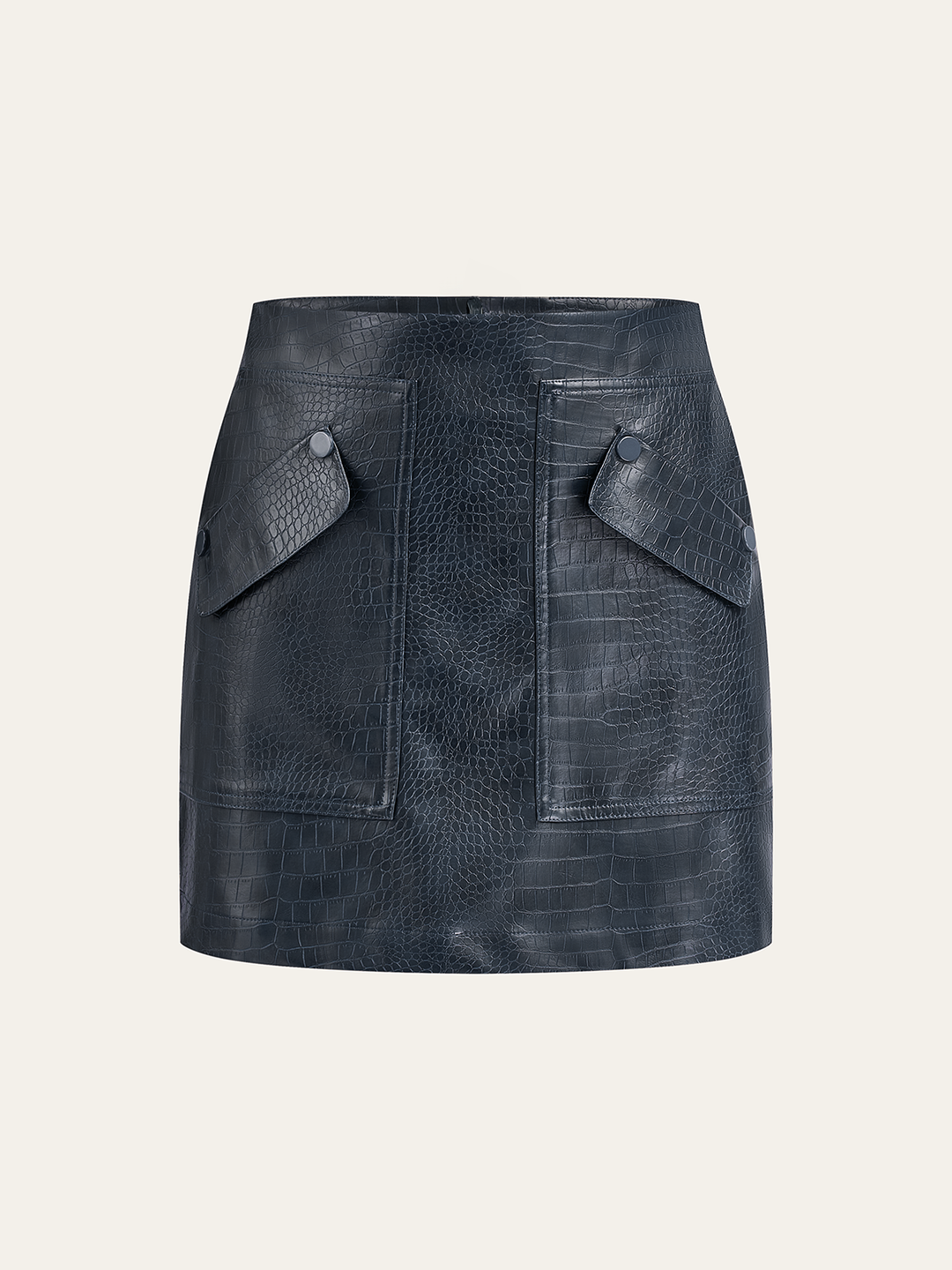 Faux Leather Crocodile-Embossed Mini Skirt  Liora Lane Boutique Skirts Navy / XL 39.00