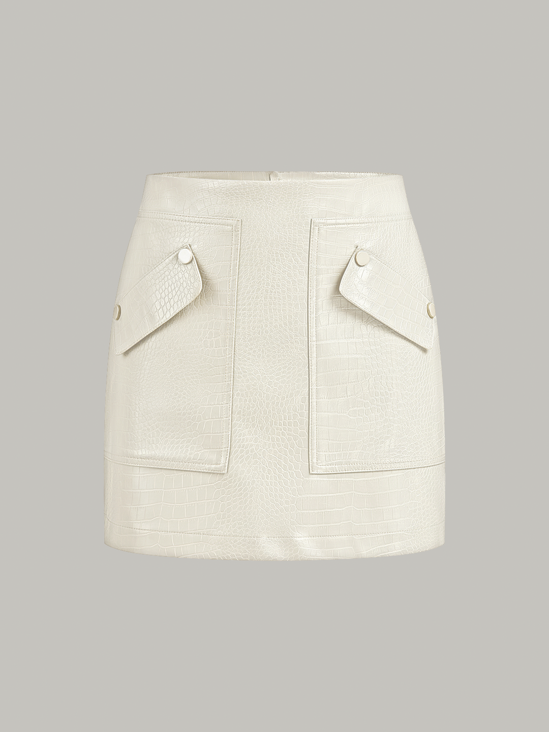 Faux Leather Crocodile-Embossed Mini Skirt  Liora Lane Boutique Skirts Off-White / XL 39.00