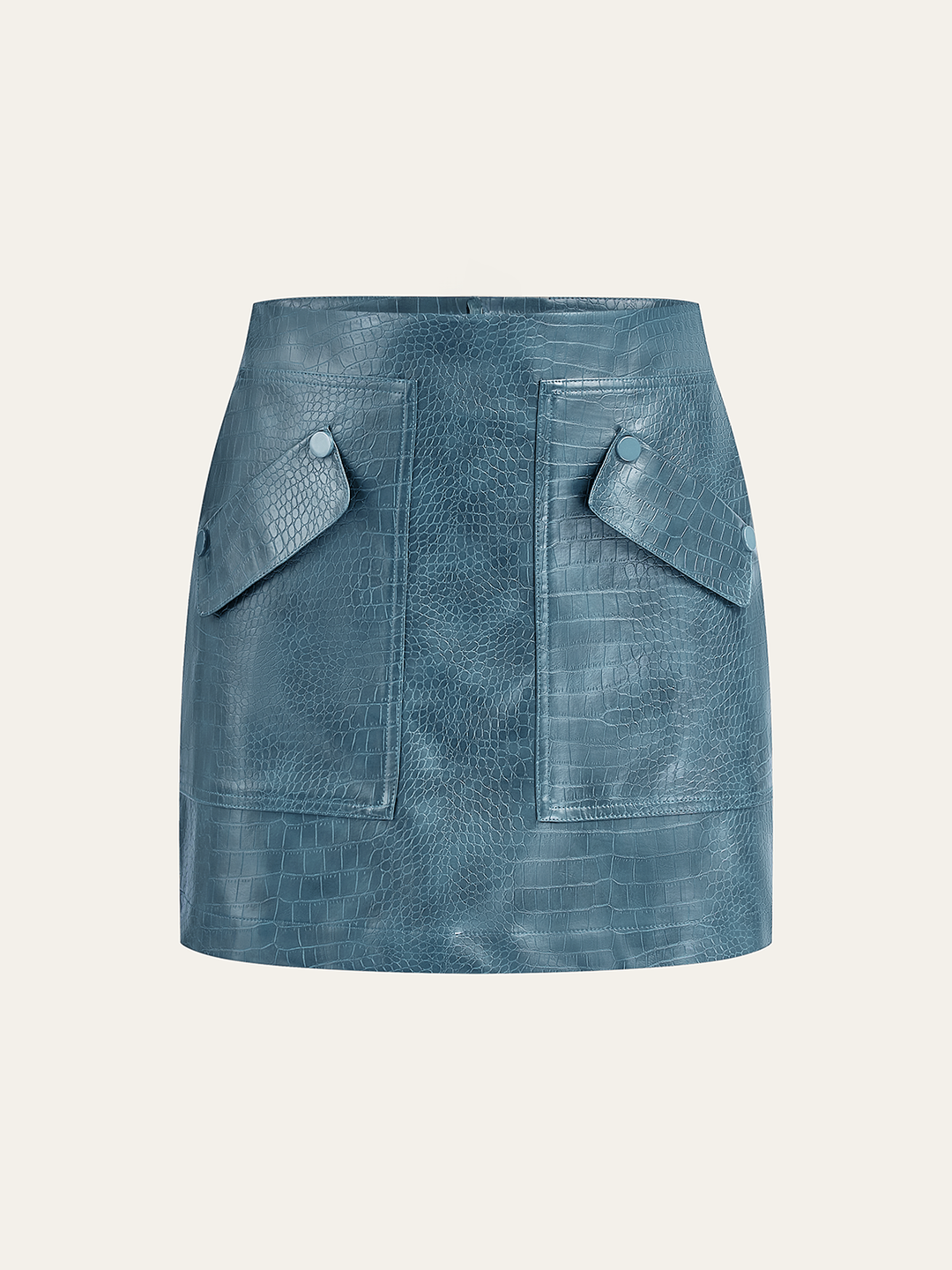 Faux Leather Crocodile-Embossed Mini Skirt  Liora Lane Boutique Skirts Blue / XL 39.00