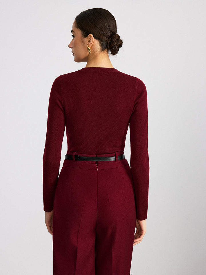 Sheer Paneled Wool Blend Knit Top  Liora Lane Boutique Knit Tops