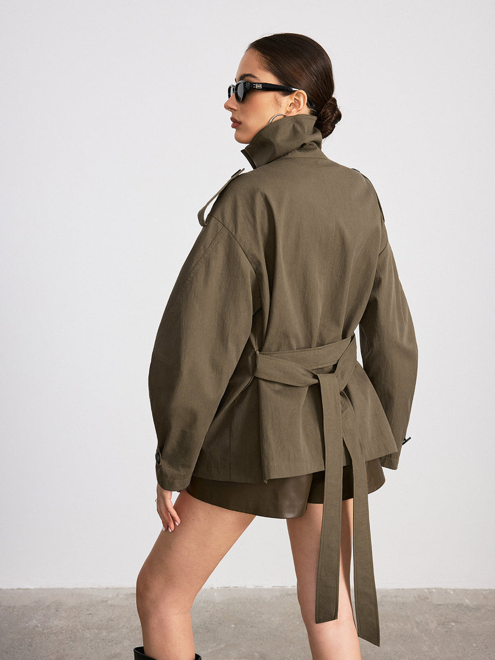 Double-Breasted Belted Trench Coat  Liora Lane Boutique Trench Coats