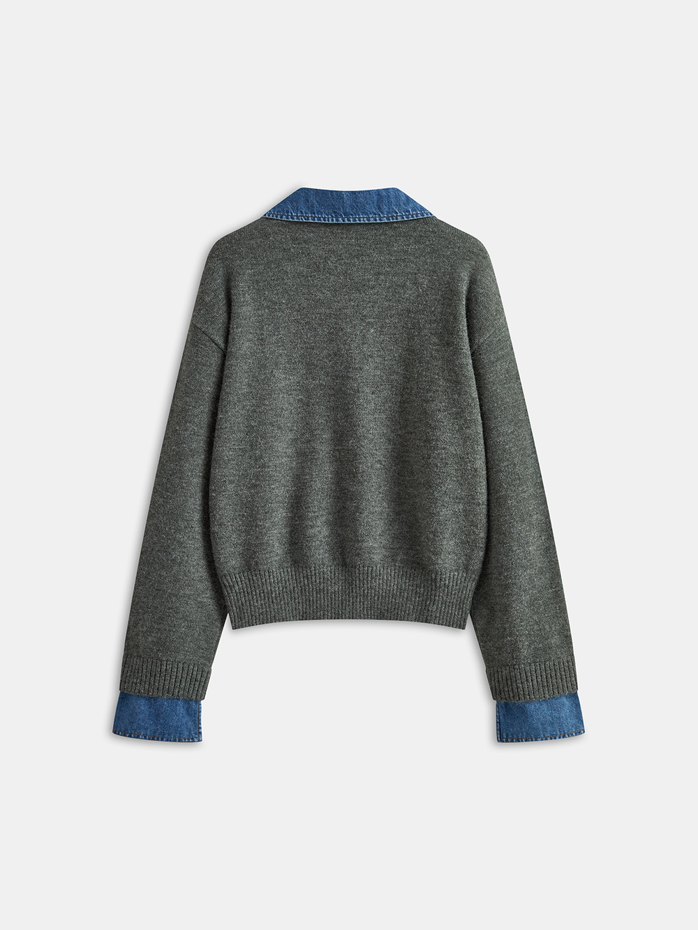 Denim Collar Knit Top  Liora Lane Boutique Knit Tops