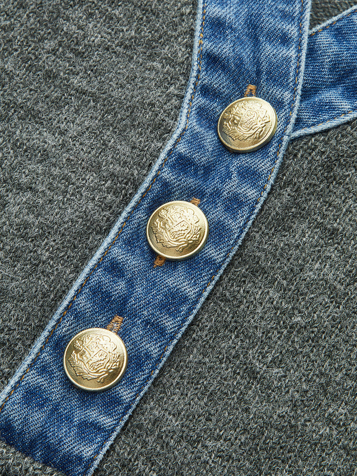 Denim Collar Knit Top  Liora Lane Boutique Knit Tops