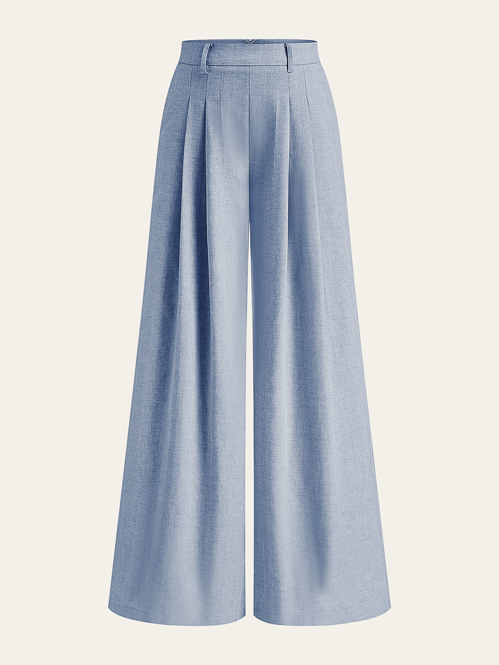 Linen Blend Wide-Leg Pants  Liora Lane Boutique Pants Blue / XL 52.00