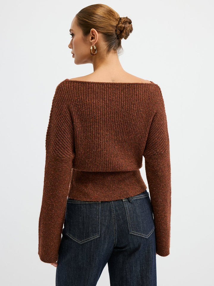 Wool Blend Off-Shoulder Sweater  Liora Lane Boutique Sweaters