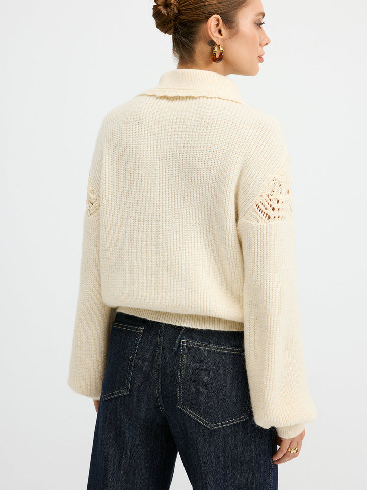 Openwork Polo Knit Sweater  Liora Lane Boutique Sweaters