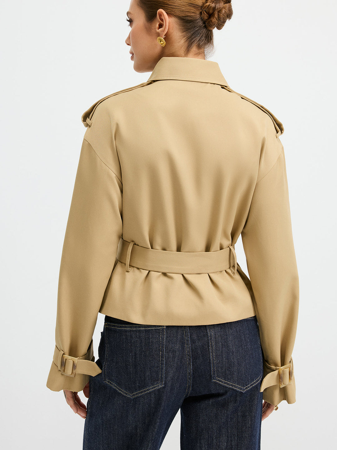 Double-Breasted Belted Trench Coat  Liora Lane Boutique Trench Coats