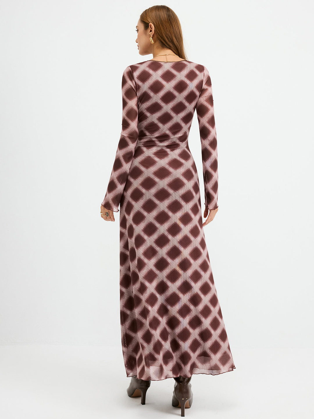 Checkered Mesh Maxi Dress  Liora Lane Boutique Dresses