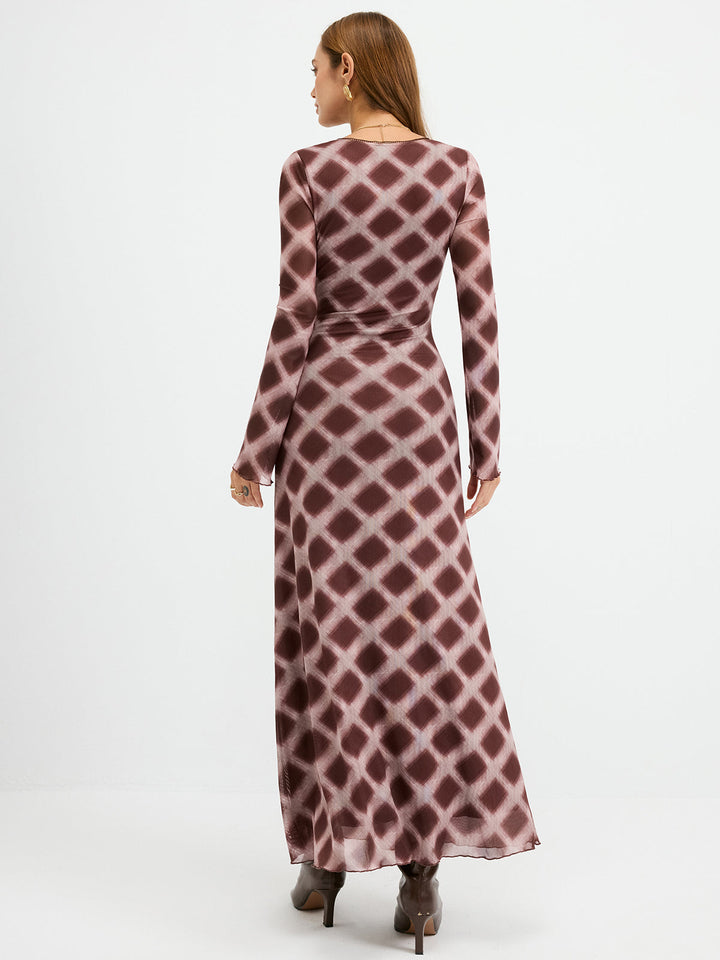 Checkered Mesh Maxi Dress  Liora Lane Boutique Dresses