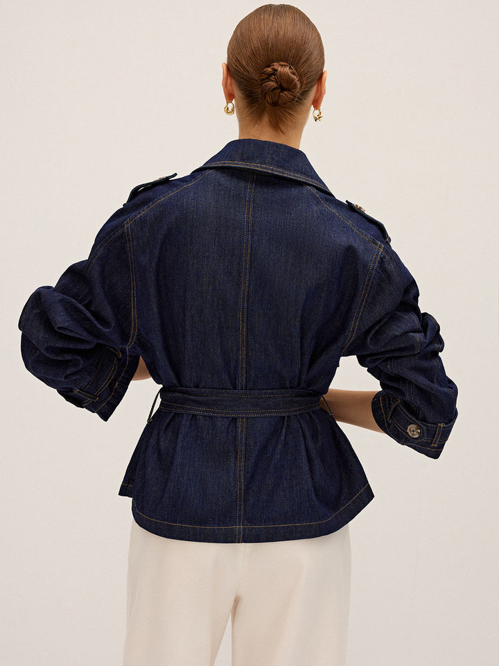 Denim Short Trench Coat  Liora Lane Boutique Denim Jackets & Coats