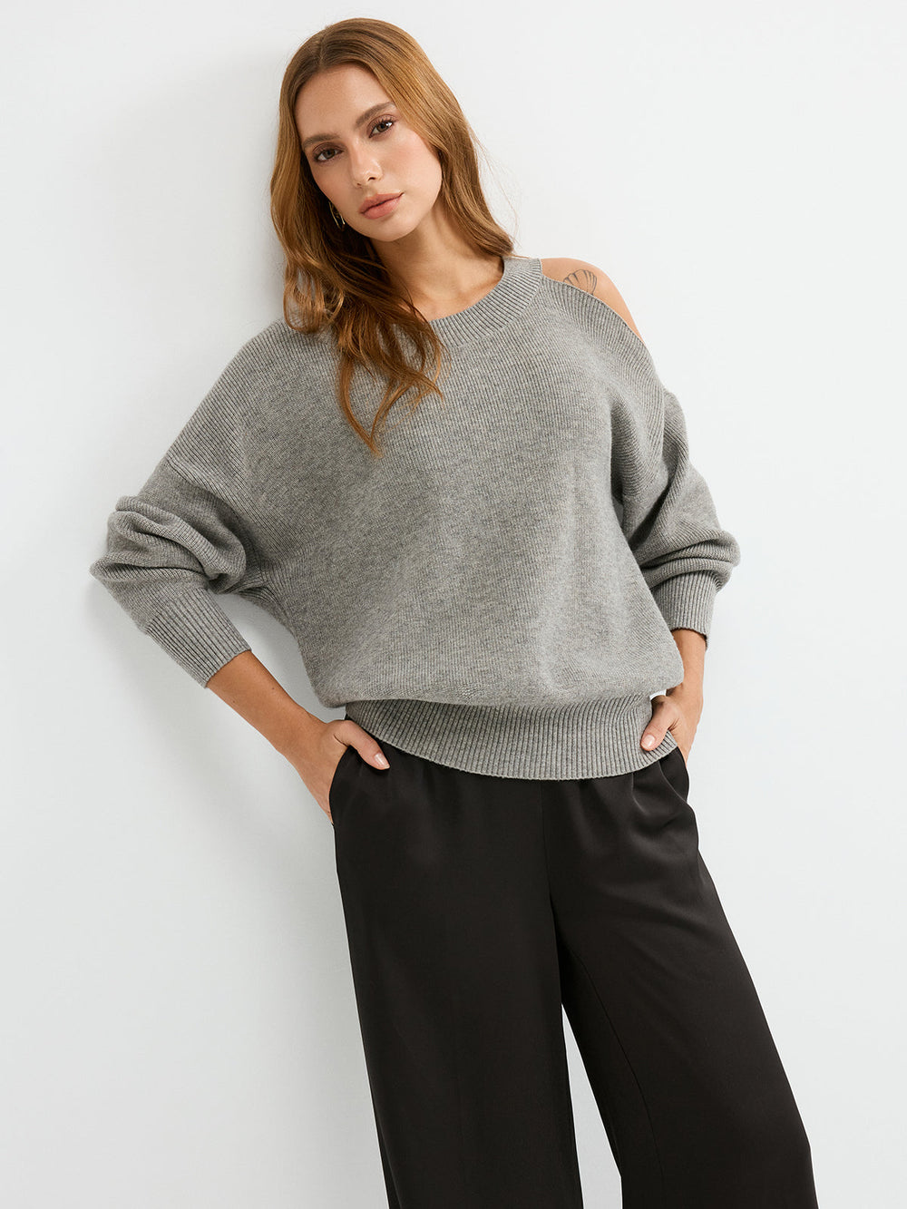 Reversible Cold-Shoulder Knit Top  Liora Lane Boutique Knit Tops