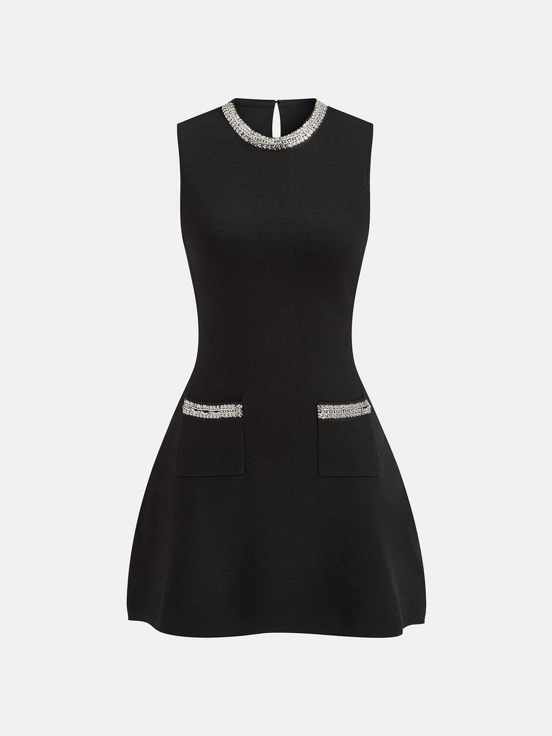 Sleeveless Flared Dress with Sequin Embellishments  Liora Lane Boutique Sweater Dresses Black / XL 56.00