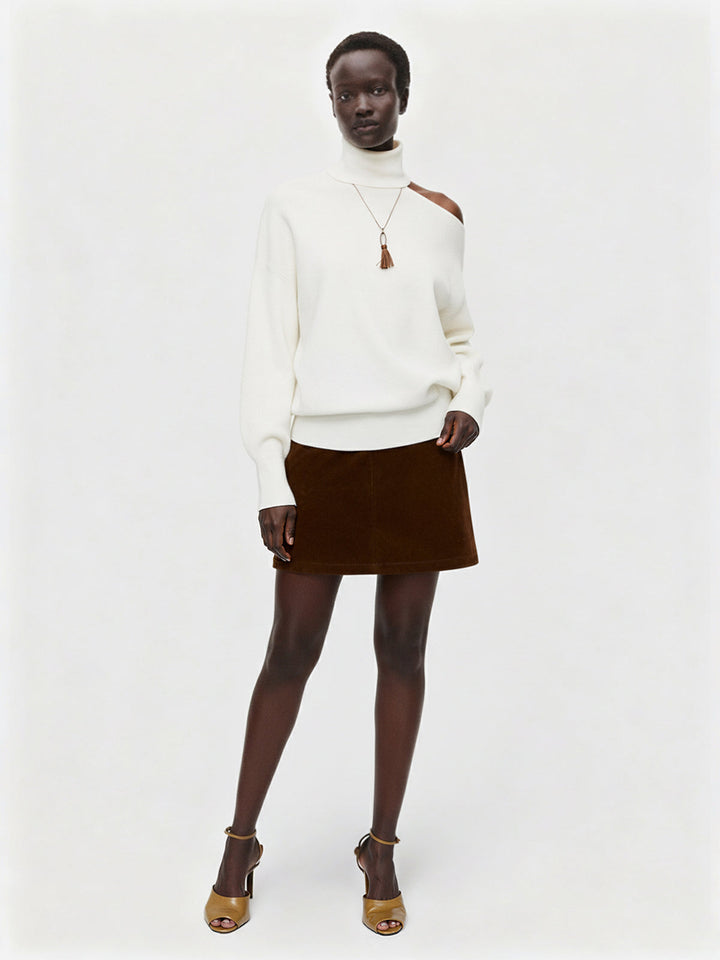 Turtleneck Cold Shoulder Wool Blend Sweater  Liora Lane Boutique Sweaters