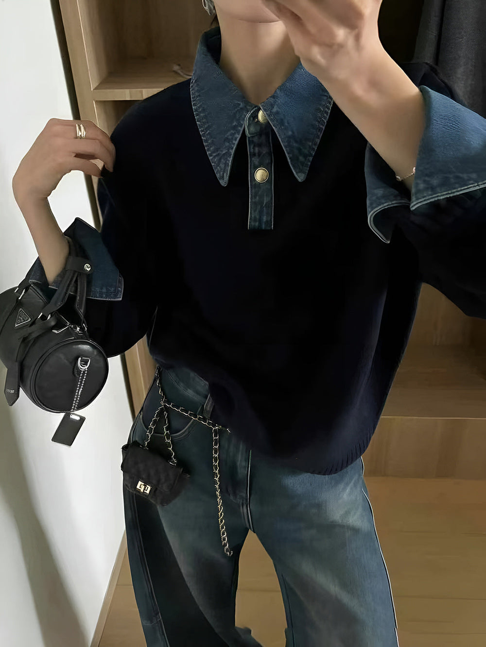 2 in 1 Panel Lapel Sweater  Liora Lane Boutique Sweaters