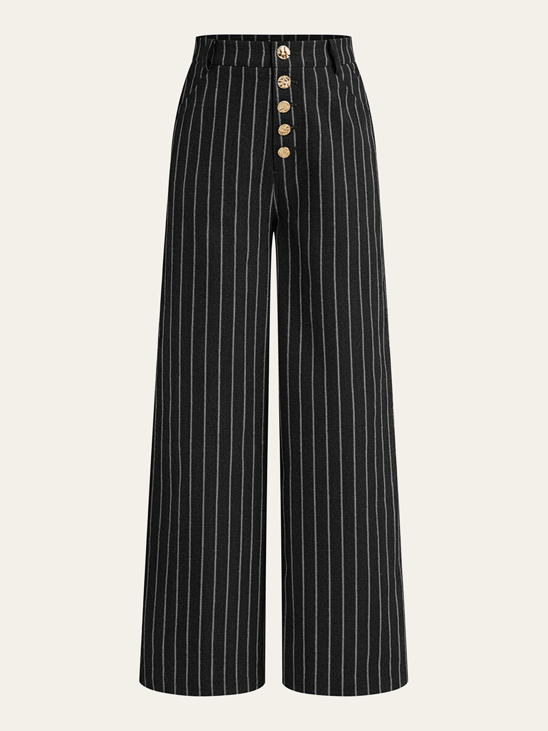 Pinstripe Linen & Cotton High-Waist Pants  Liora Lane Boutique Pants Black / XL 48.00
