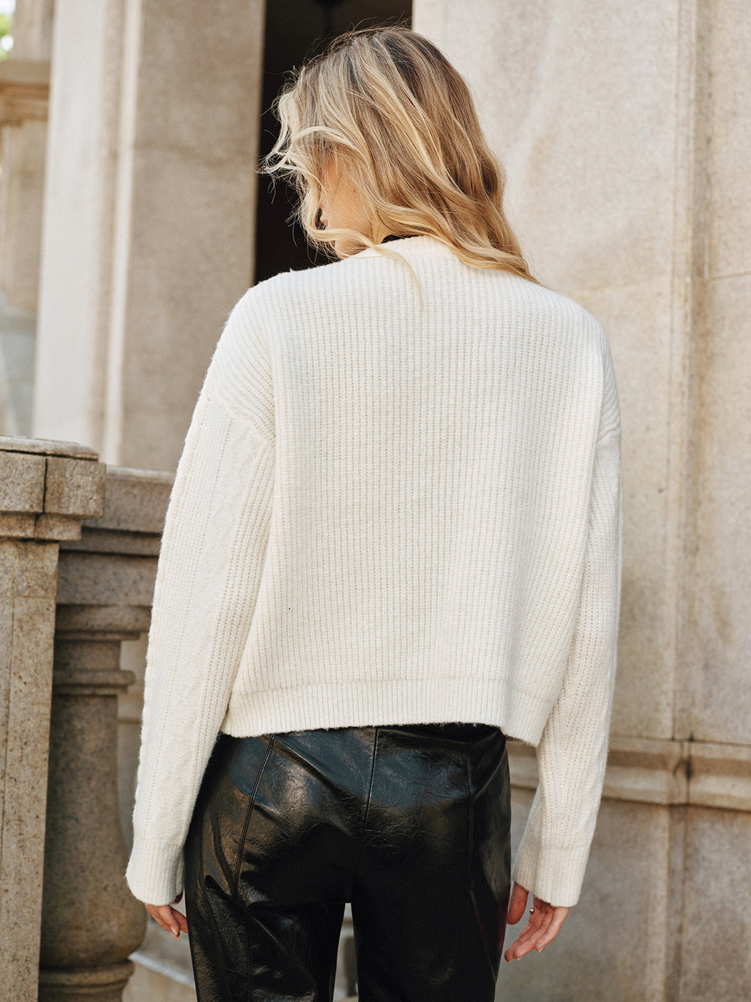 Cable-Knit Cardigan with Buckle Closure  Liora Lane Boutique Cardigans