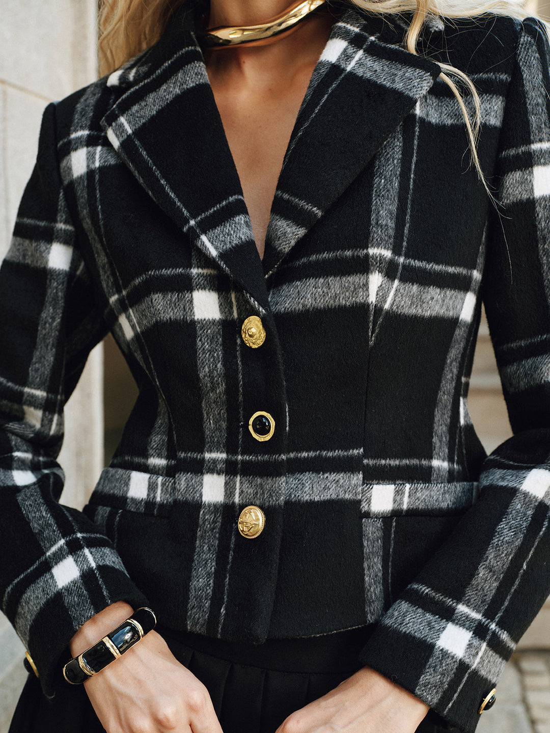 Plaid Wool Blend Blazer  Liora Lane Boutique Blazers