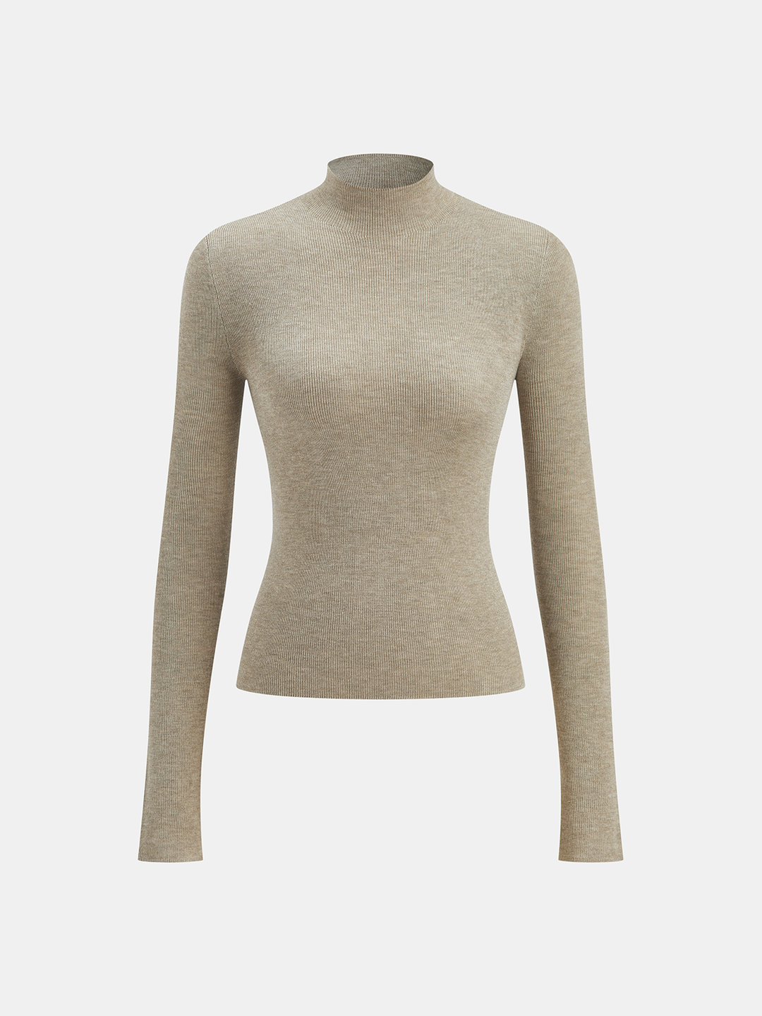 Mock Neck Wool-Blend Knit Top  Liora Lane Boutique Knit Tops Khaki / XL 36.00