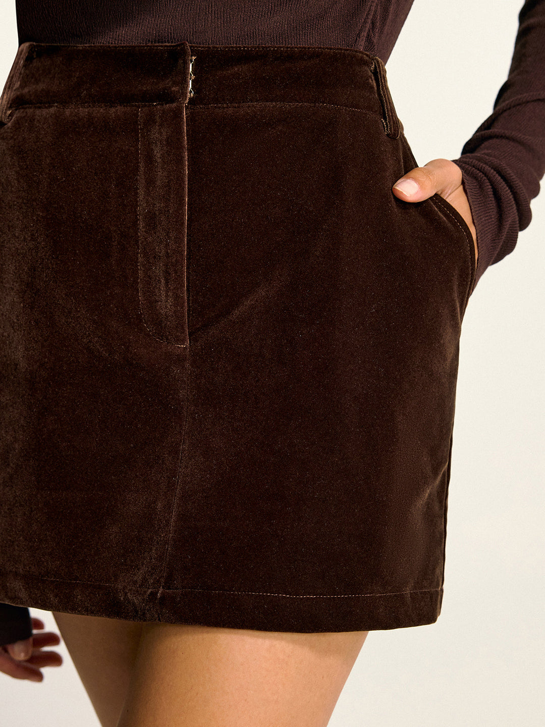 Velvet Mini Skirt without Belt  Liora Lane Boutique Skirts