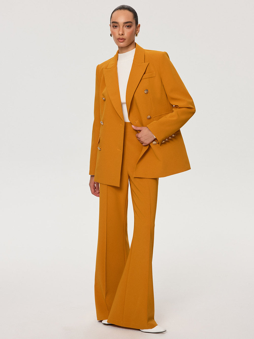 Double-Breasted Metal Button Blazer  Liora Lane Boutique Blazers