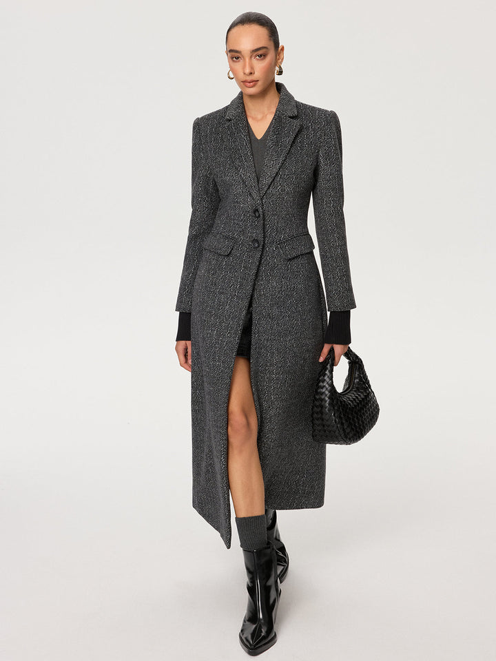 Flecked Wool-blend Coat  Liora Lane Boutique Wool Coats Grey / XL 112.00