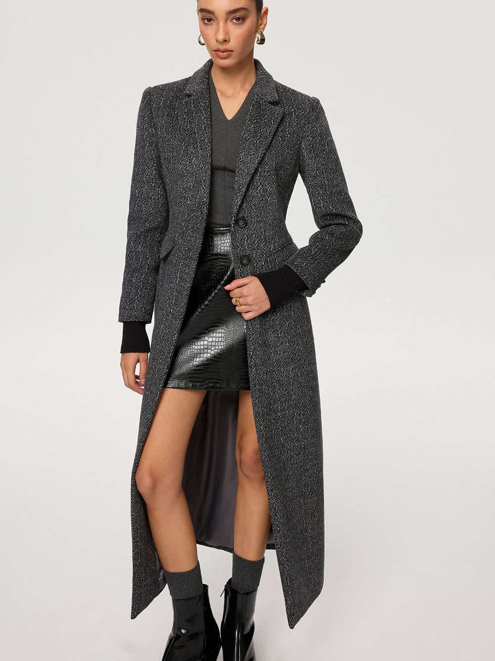 Flecked Wool-blend Coat  Liora Lane Boutique Wool Coats