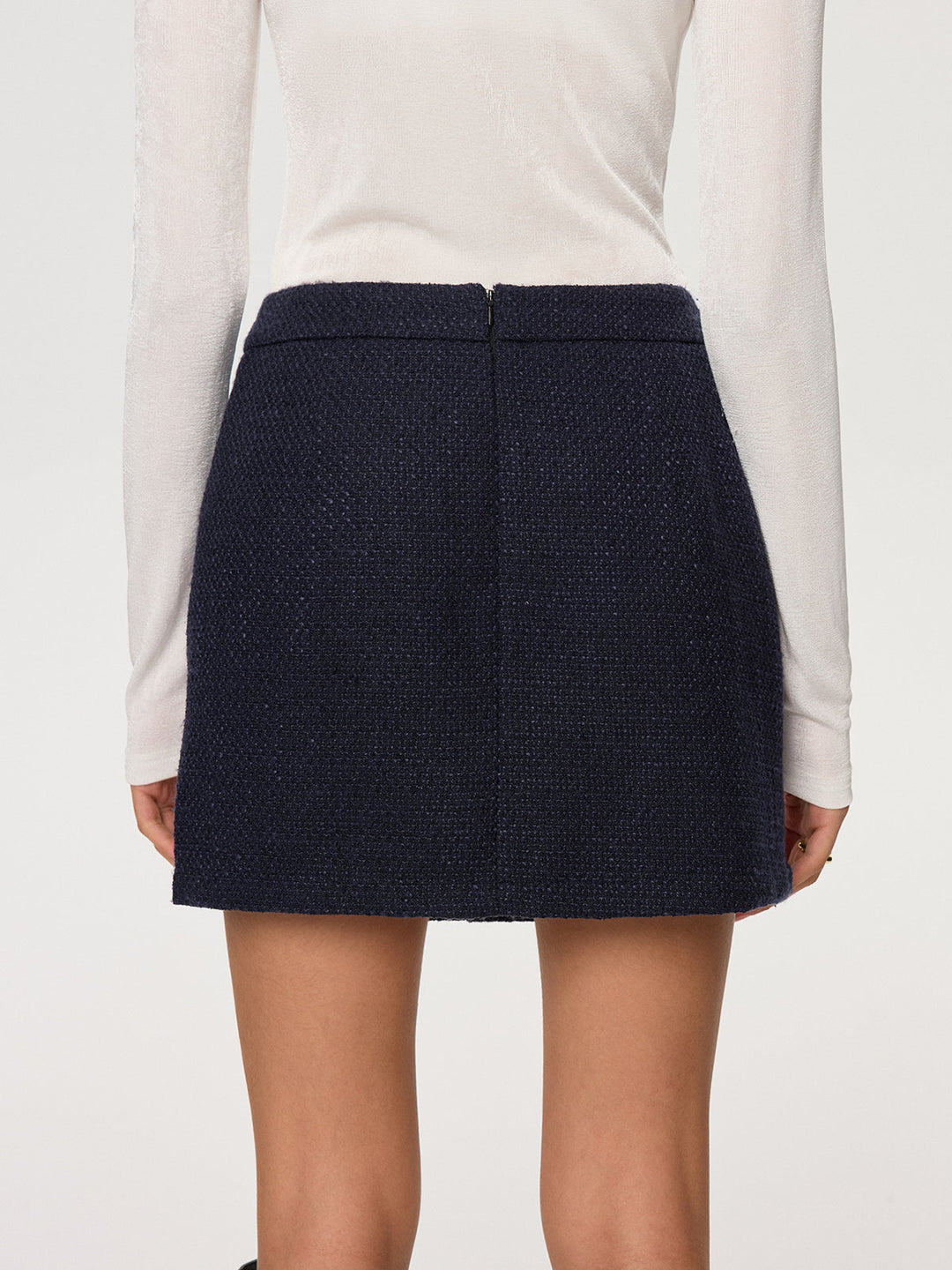 Metal Button Tweed Mini Skirt  Liora Lane Boutique Skirts