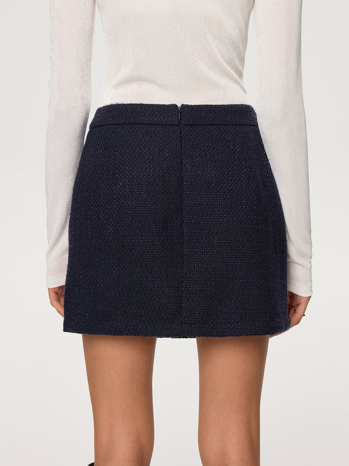 Metal Button Tweed Mini Skirt  Liora Lane Boutique Skirts
