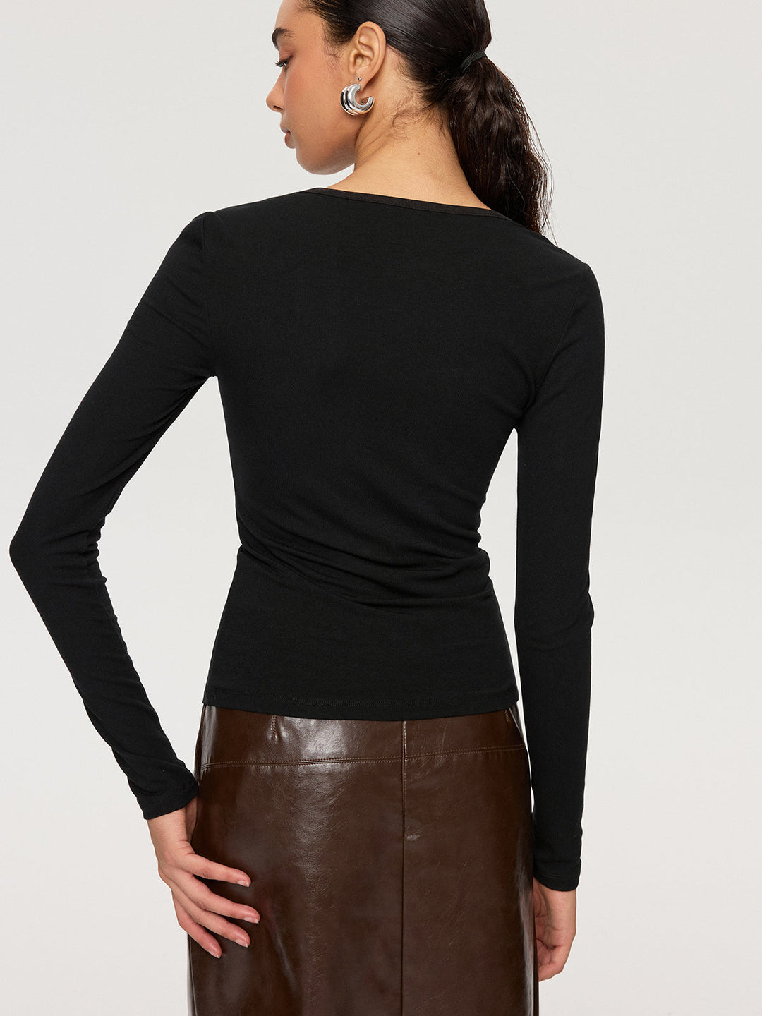 Sheer Panel Long Sleeve T-Shirt  Liora Lane Boutique T-Shirts