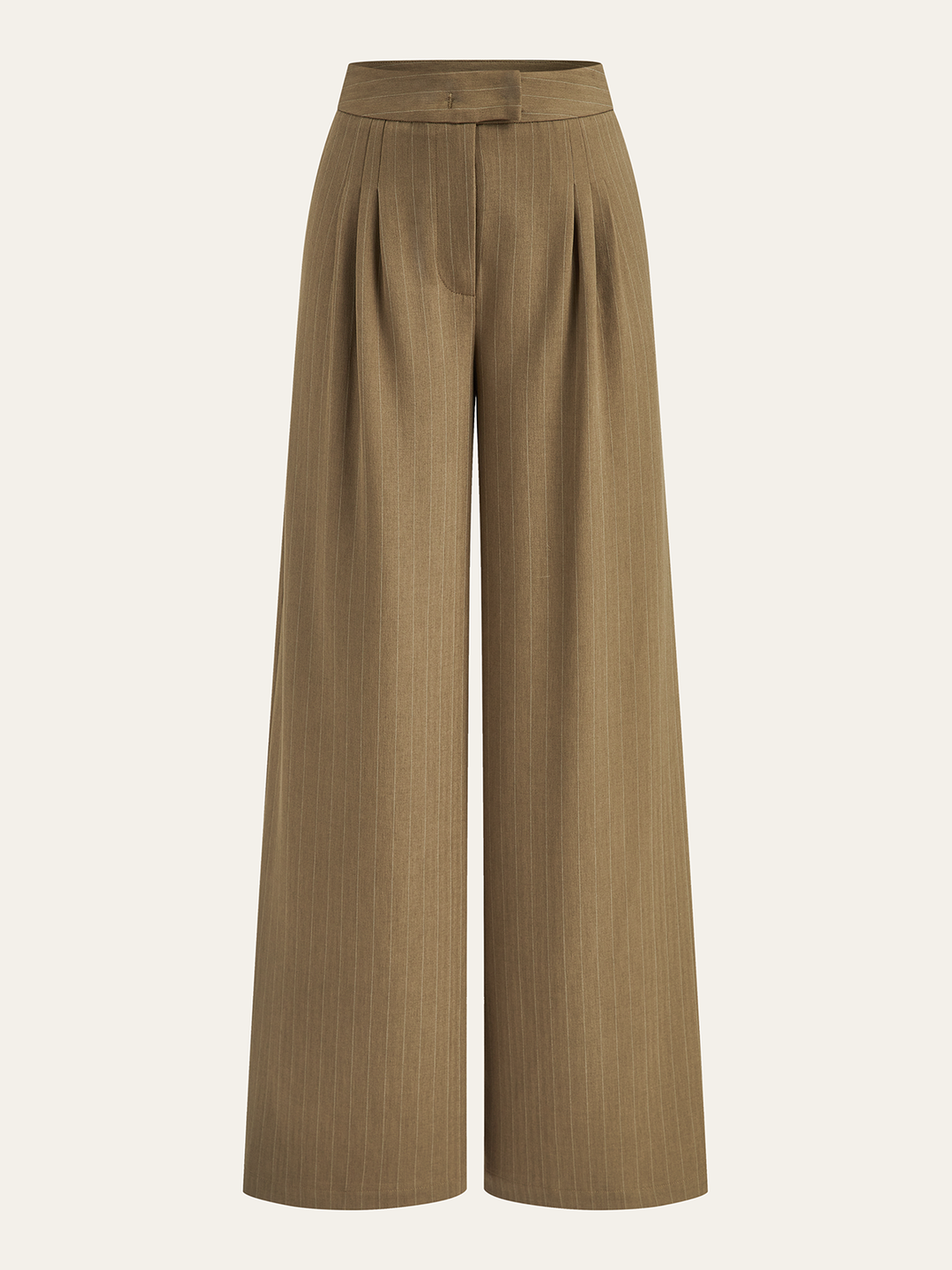 Pleated Pinstriped Wide-Leg Pants  Liora Lane Boutique Pants Khaki / XL 49.00
