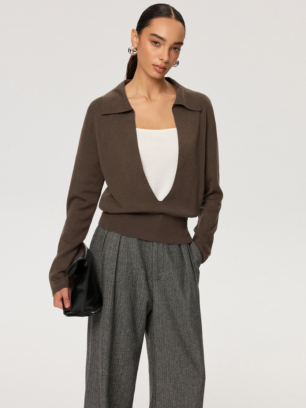 2 in 1 Color-Block Wool Blend Polo Collar Sweater  Liora Lane Boutique Sweaters