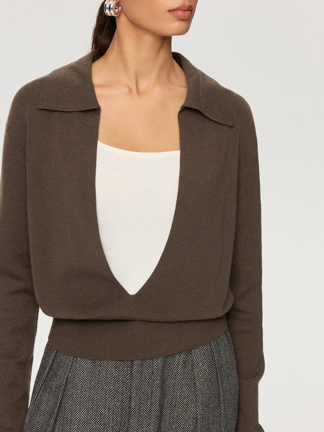 2 in 1 Color-Block Wool Blend Polo Collar Sweater  Liora Lane Boutique Sweaters